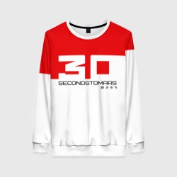 Женский свитшот 3D 30 Seconds to Mars - red and white