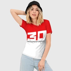 Женская футболка 3D Slim 30 Seconds to Mars - red and white - фото 2