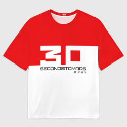 Мужская футболка oversize 3D 30 Seconds to Mars - red and white