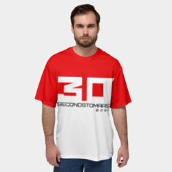 Мужская футболка oversize 3D 30 Seconds to Mars - red and white - фото 2