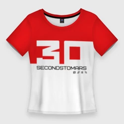 Женская футболка 3D Slim 30 Seconds to Mars - red and white