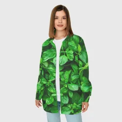 Женская рубашка oversize 3D Базилик зеленый - фото 2