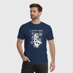 Мужская футболка хлопок Олаф Холодное сердце - снеговик i'm so cool - фото 2