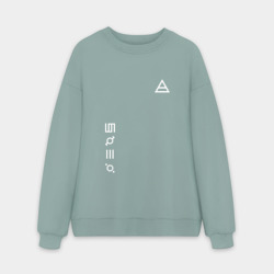 Мужской свитшот oversize без начеса хлопок Глифы и логотип 30 Seconds to Mars