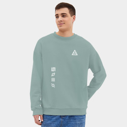 Мужской свитшот oversize без начеса хлопок Глифы и логотип 30 Seconds to Mars - фото 2