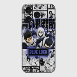 Чехол для iPhone 15 Pro силиконовый с защитой камеры Блю лок синяя тюрьма 