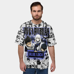 Мужская футболка oversize 3D Блю лок синяя тюрьма  - фото 2