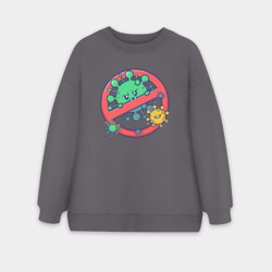 Женский свитшот oversize без начеса хлопок Стоп вирус