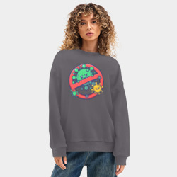 Женский свитшот oversize без начеса хлопок Стоп вирус - фото 2