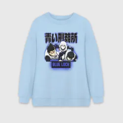 Женский свитшот oversize без начеса хлопок Синяя тюрьма Блю Лок персонажи