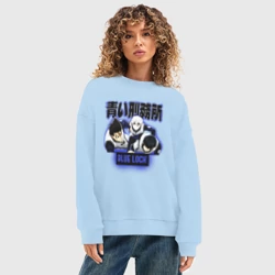 Женский свитшот oversize без начеса хлопок Синяя тюрьма Блю Лок персонажи - фото 2