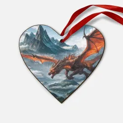 Деревянная игрушка Сердце Дракон над горами 