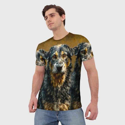 Мужская футболка 3D с принтом Волкодав, фото на моделе #1