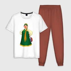 Мужская пижама с белой футболкой хлопок Баба из Деревня дураков - Каламбур