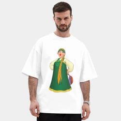 Мужская футболка Oversize хлопок premium Баба из Деревня дураков - Каламбур - фото 2