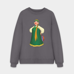 Мужской свитшот oversize без начеса хлопок Баба из Деревня дураков - Каламбур