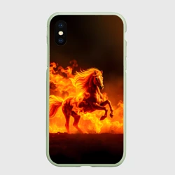 Чехол для iPhone XS Max матовый Огненная лошадь