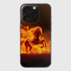 Чехол для iPhone 16 Pro Max силиконовый с защитой камеры Огненная лошадь