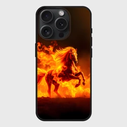 Чехол силиконовый для Apple iPhone 15 Pro Мax матовый Огненная лошадь