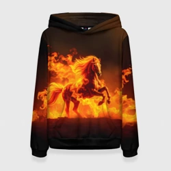 Женская толстовка 3D Огненная лошадь