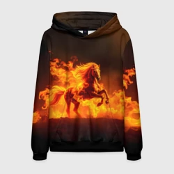 Мужская толстовка 3D Огненная лошадь