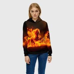 Женская толстовка 3D Огненная лошадь - фото 2