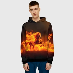 Мужская толстовка 3D Огненная лошадь - фото 2