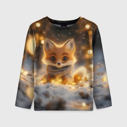 Детский лонгслив 3D Лисичка и огоньки