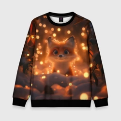 Детский свитшот 3D Лисичка в желтых огоньках