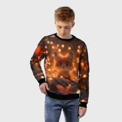 Детский свитшот 3D Лисичка в желтых огоньках - фото 2