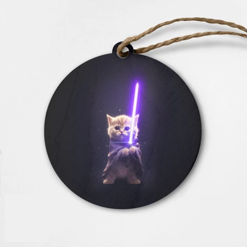 Деревянная игрушка круг Котик джедай