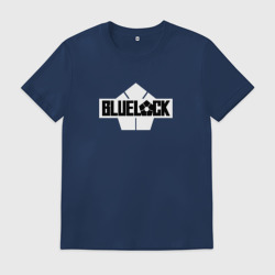 Мужская футболка хлопок Блю лок - логотип чб
