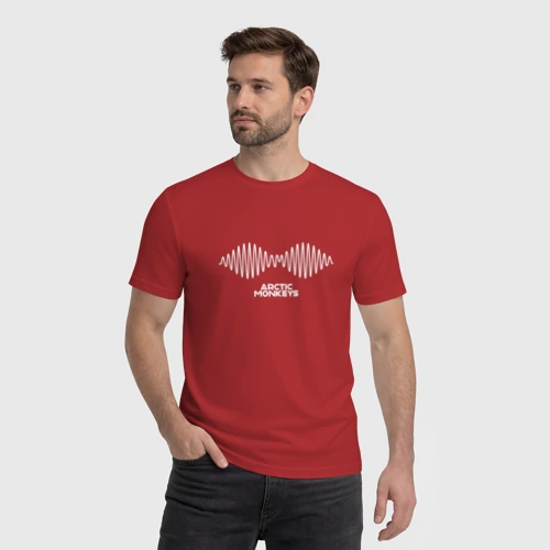 Мужская футболка хлопок с принтом Arctic Monkeys logo, фото на моделе #1