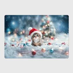 Магнитный плакат 3Х2 Маленький котенок и елочные игрушки