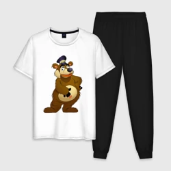 Мужская пижама с белой футболкой хлопок Мишка-почтальон из Каламбур
