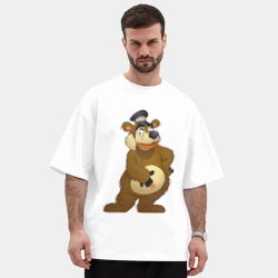 Мужская футболка Oversize хлопок premium Мишка-почтальон из Каламбур - фото 2