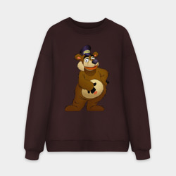 Мужской свитшот oversize без начеса хлопок Мишка-почтальон из Каламбур