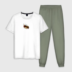 Мужская пижама с белой футболкой хлопок Укуренная пчела и Деревня дураков