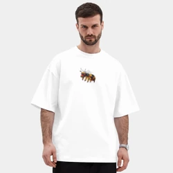Мужская футболка Oversize хлопок premium Укуренная пчела и Деревня дураков - фото 2