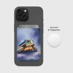 Картхолдер Magsafe магнитный Черепашка на синем фоне - фото 2