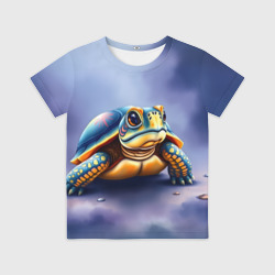Детская футболка 3D Черепашка на синем фоне