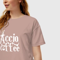Женская футболка хлопок Oversize Гарри Поттер - Акцио кофе - фото 2