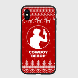 Чехол для iPhone XS Max матовый Новогодний Cowboy Bebop с оленями