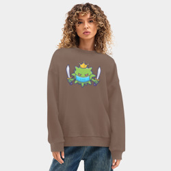 Женский свитшот oversize без начеса хлопок Вирус воин - фото 2