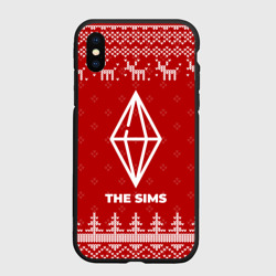Чехол для iPhone XS Max матовый Новогодний The Sims с оленями