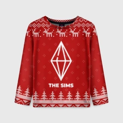Детский лонгслив 3D Новогодний The Sims с оленями