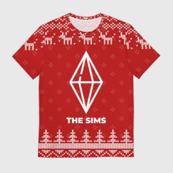 Мужская футболка 3D Новогодний The Sims с оленями