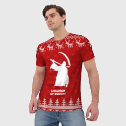 Мужская футболка 3D Новогодний Children of Bodom с оленями - фото 2