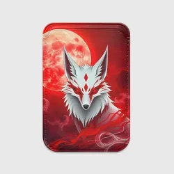 Картхолдер Magsafe магнитный Японская лиса на красном