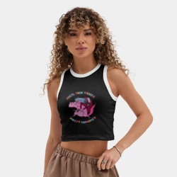 Женская укороченная майка-топ хлопок Пусть тови тревоги унесут единороги - фото 2